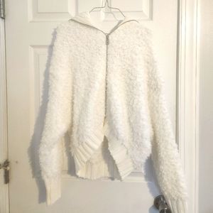 Fluffy White Zippered Jacket